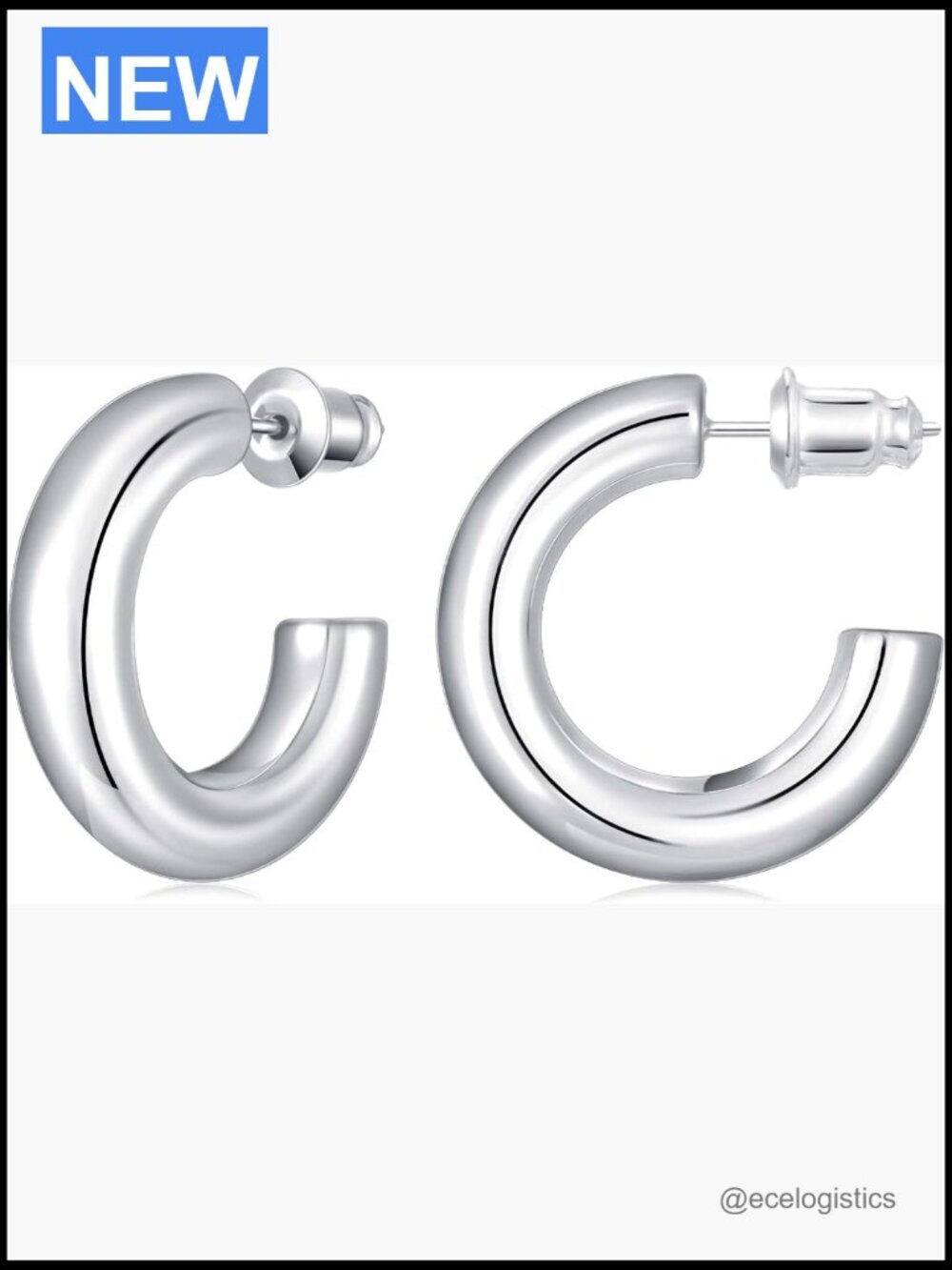Chunky Hoop Earrings 14K Gold Plated Sterling Silver Post Lightweight